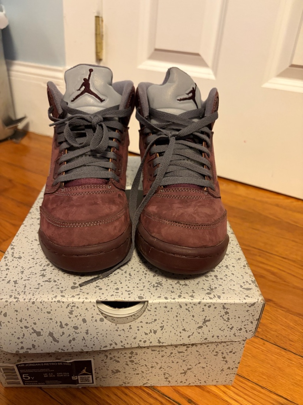 Jordan Burgundy and Gray Retro Basketball Sneakers